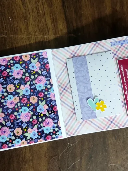 A page with a heartfelt retirement message and pretty floral patterns.