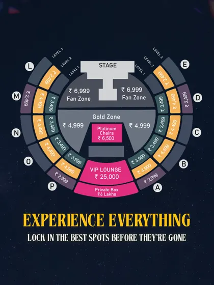The complete venue and pricing layout for The Wonderment Tour. This map details all zones, from the Fan Zone to the exclusive Private Boxes, allowing guests to experience the event their way.