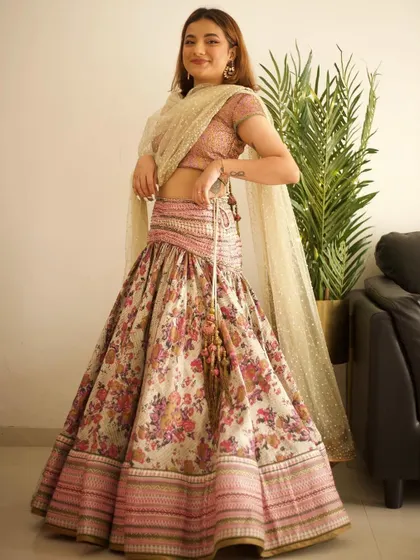 Mrunal Panchal looks gorgeous in this floral lehenga set. You can get this influencer-approved look for your next event.
