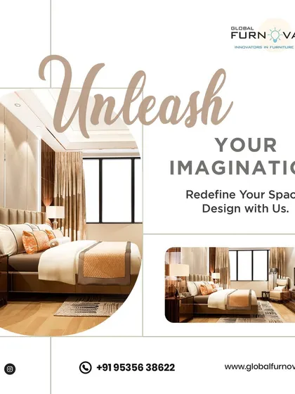 Unleash your imagination and redefine your space by designing with us. This graphic features a luxurious bedroom concept.