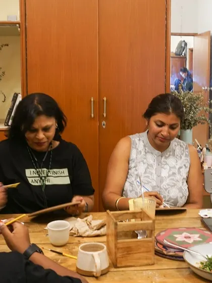 Friends enjoying a creative afternoon together. Our workshops are designed to be social, fun, and accessible to everyone, regardless of skill level.