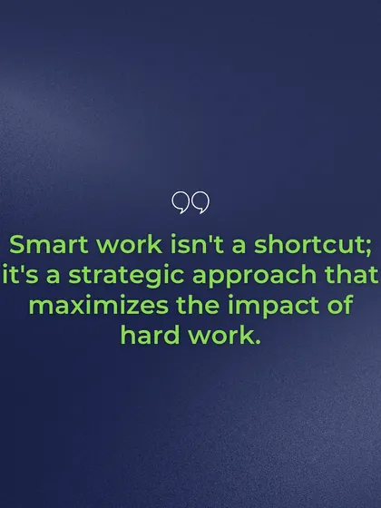 Smart work isn't a shortcut, it's a strategy to maximize the impact of your hard work. Roger Federer is the perfect example. He combined a relentless work ethic with intelligent strategy, and that's what I teach my players.