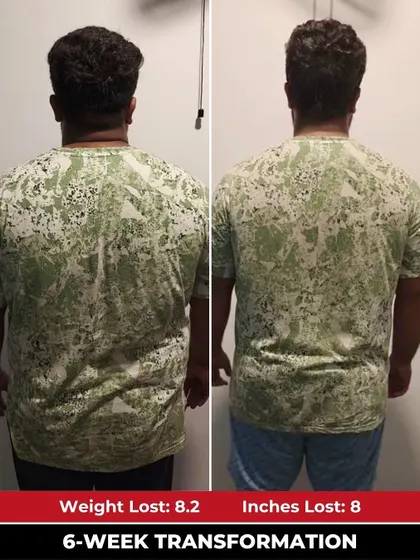 This back view of Prajwal's progress shows the physical changes that came from having coaches who genuinely care and track your progress.