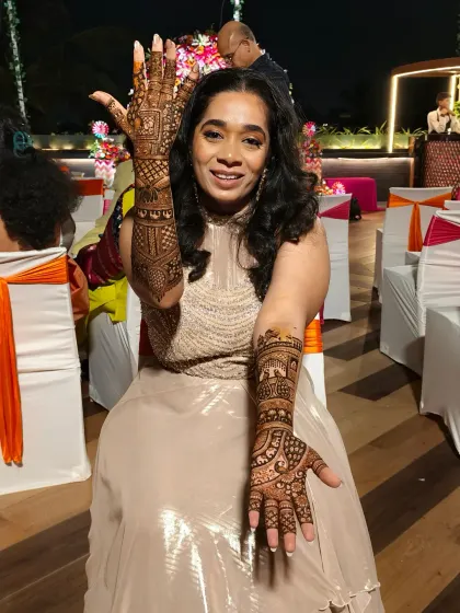 The joy on a bride's face when her mehndi is complete. This full bridal design was an absolute pleasure to create.