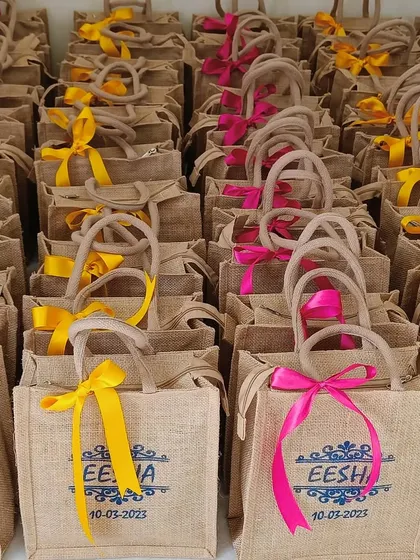 A different angle of the large jute bag order, ready for dispatch.