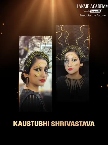 Another winner of our #MySignatureLook2025 contest, Kaustubhi Shrivastava, who created a stunningly artistic and structured look. We love celebrating our students' unique styles.