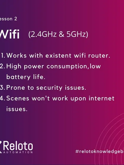 While convenient, WiFi-based automation can have drawbacks. It works with your existing router but is prone to signal issues and security vulnerabilities, and scenes may not function if your internet connection is lost.