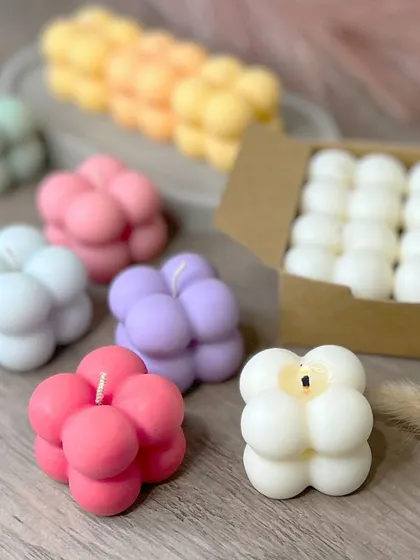A collection of my colorful bubble candles. They are one of my bestsellers for budget-friendly return gifts.