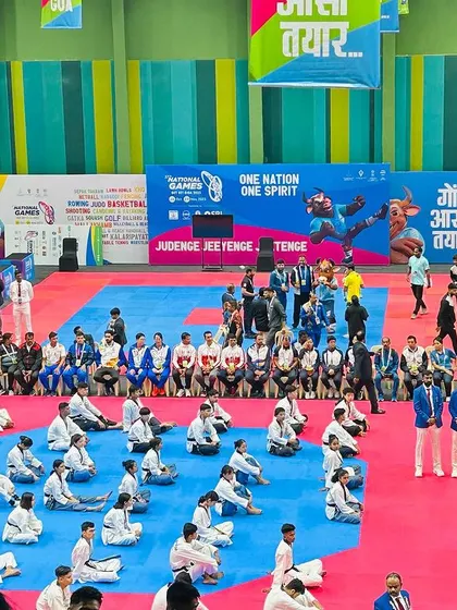 A wide view of the competition arena at the National Games in Goa. Officiating at an event of this scale is a great responsibility.