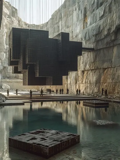 A conceptual design for a museum situated within a disused mine. This speculative project, titled 'Mine and Mine only', explores how architectural intervention can assign new value to ecologically disrupted sites and provoke dialogue about resource use.