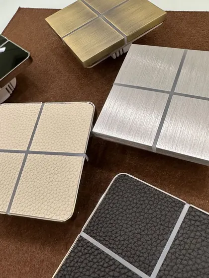 A collection of my luxury touch switches, featuring different textures and finishes like leather and brushed metal. This is for those who want truly custom and premium controls.