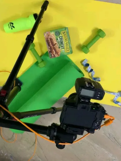 The overhead camera rig we used to capture the Nature Valley flatlay.