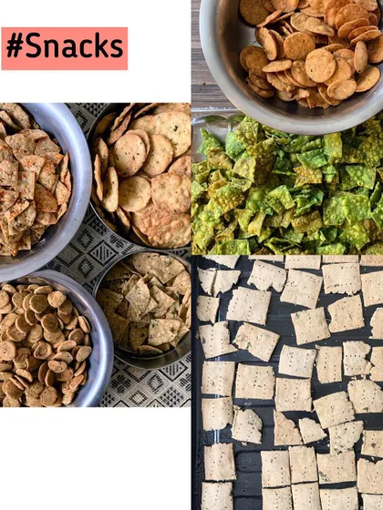More of my homemade dry snacks, showing the different shapes and textures. They are light, crispy, and full of flavor.