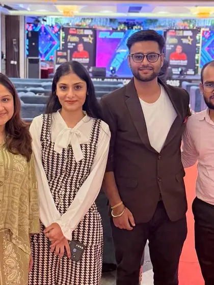 Our Event Management students posing for a group photo after successfully executing the Fame & Flair Award Ceremony. They handled everything from planning to on-ground execution.