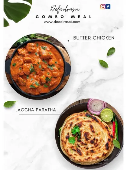 The perfect combo meal: our creamy Butter Chicken served with flaky Laccha Parathas. A truly indulgent and satisfying meal.
