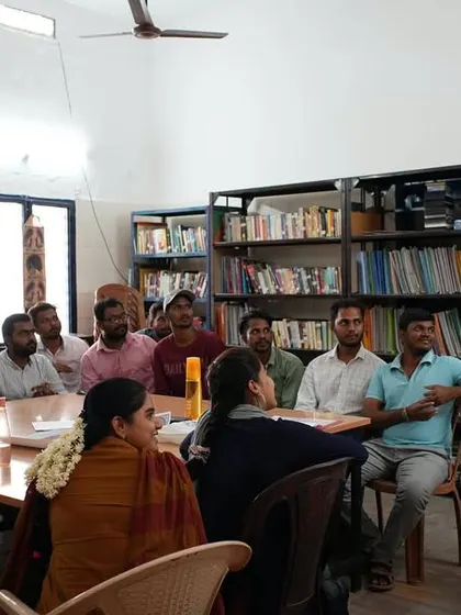 An interactive session at RDT where our trainer helps students practice their German and French conversation skills. These sessions are vital for building fluency and confidence.
