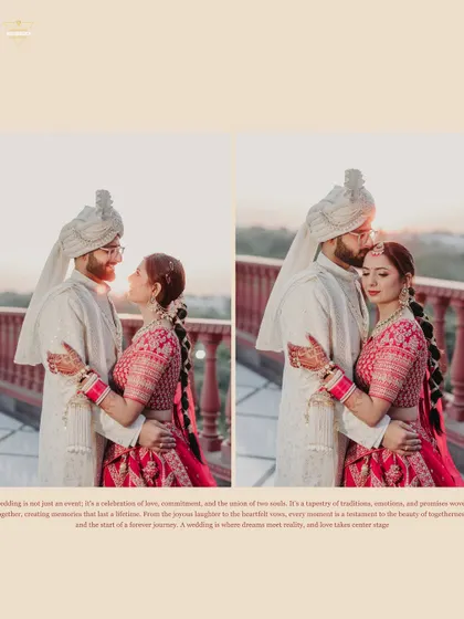 A diptych showing two tender moments from the same royal pre-wedding shoot. Displaying images side-by-side like this helps to tell a fuller story of the couple's interaction and affection during their session.