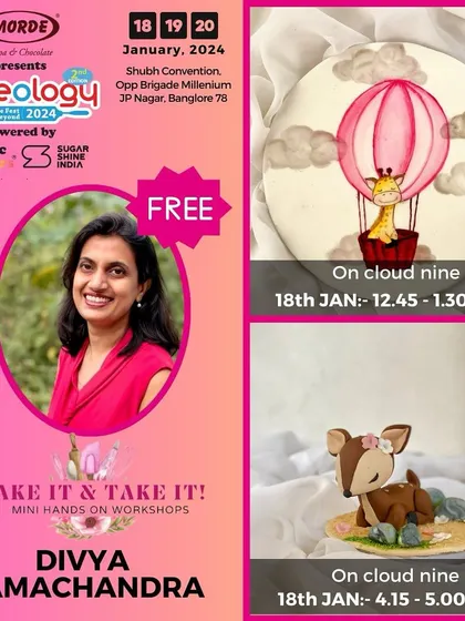 This was the announcement for my free mini hands-on workshops at Cakeology. I love these sessions where people can get a quick taste of fondant art.