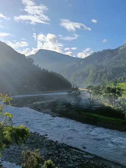 The serene view from the Sivananda Ashram in Uttarkashi, where I assisted with a Teachers Training Course. The beautiful energy of the mountains and the river is deeply healing.