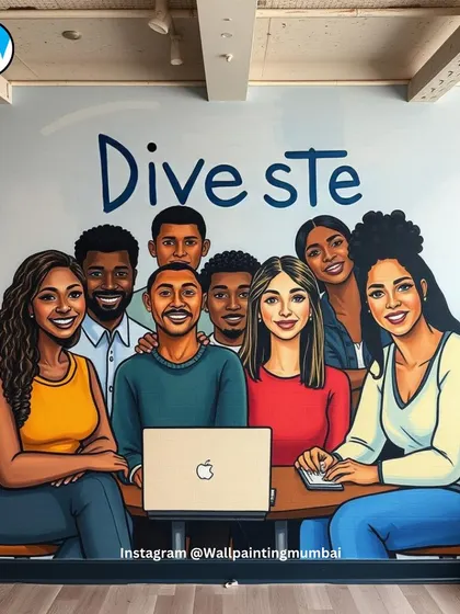 I designed this mural to celebrate diversity and teamwork within a company. The illustration shows individuals from different backgrounds collaborating, visually representing the client's commitment to inclusivity and a harmonious work culture.