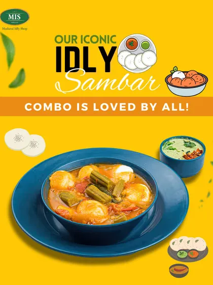 The iconic Idli Sambar combo is pure comfort in a bowl. We serve our soft idlis drenched in our flavorful sambar, a dish that is loved by all ages.