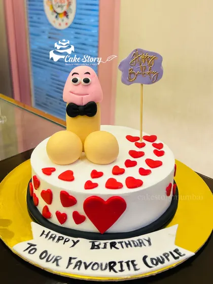 A fun adult-themed cake for a 'favourite couple'. This cheeky design is sure to get a lot of laughs at any party.