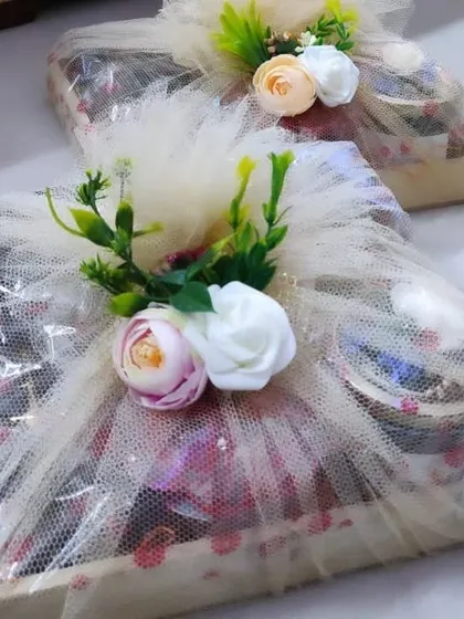 Another view of the Gourmet Treats Baskets, showing two of them side-by-side. This demonstrates the consistency in my presentation for larger orders.