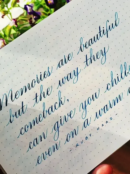 The elegant script of a calligrapher brings my words on memory to life in a new way.