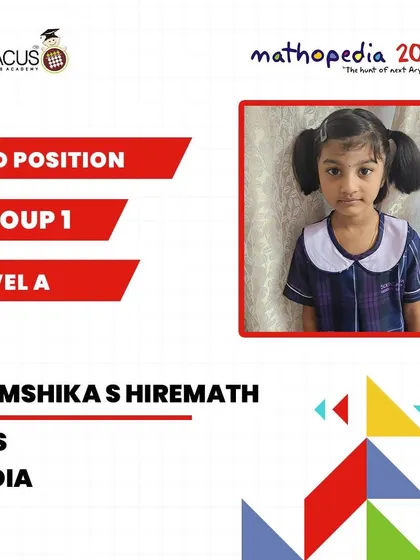 Vamshika S Hiremath from our SRS partner center, a 3rd Position winner.