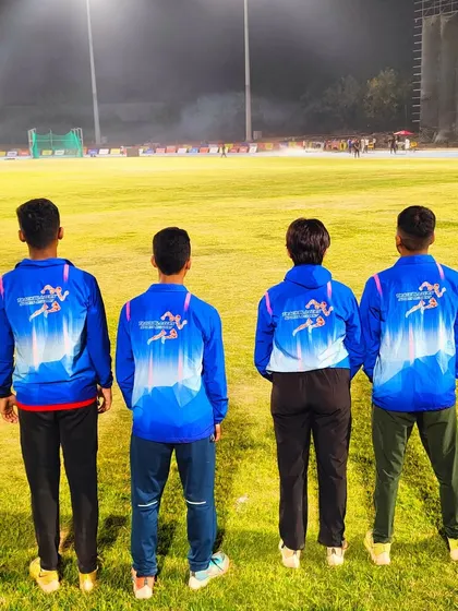 Team Trackblazers, united in our custom jackets, representing the academy at a national-level event.