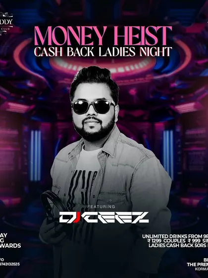 A "Money Heist" themed cash-back ladies' night at Biggdaddy, a premium club in Koramangala.