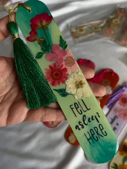 "Fell asleep here." A fun and relatable bookmark for every reader, now available at a sale price.