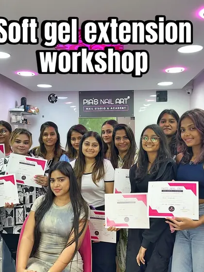Another group of happy, certified students from my Soft Gel Extension workshop. Each student gets hands-on practice to master the application and art.