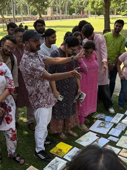 Reviewing the beautiful artworks created by the participants of the Urban Sketchers Delhi meet.