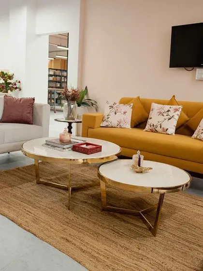 The client lounge area in our new office. We wanted to create a warm and inviting space for meetings and brainstorming sessions.