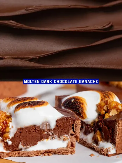 A look inside the S'mores Tart, revealing the molten dark chocolate ganache.