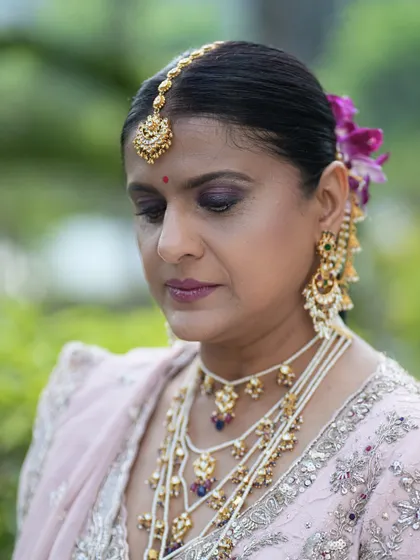 Soft glam and a whole lot of love. This look for the mother of the bride features a gentle smokey eye and a radiant complexion, ensuring she looks and feels her best.
