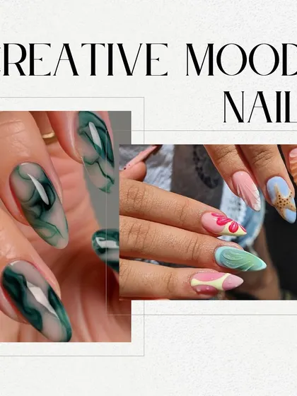 For the "Creative Mood," we can play with abstract marble effects, fun 3D elements like starfish, and a mix of bright colors.