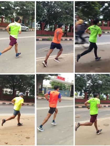 A collage of our runners during interval training. We focus on maintaining good form even when running at higher intensities to build speed efficiently.