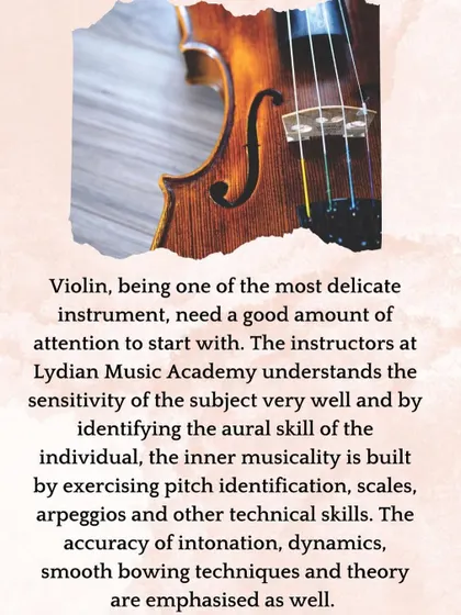We understand the delicate nature of the violin. Our instructors build aural skills through pitch identification and scales, while emphasizing intonation, dynamics, and smooth bowing techniques.