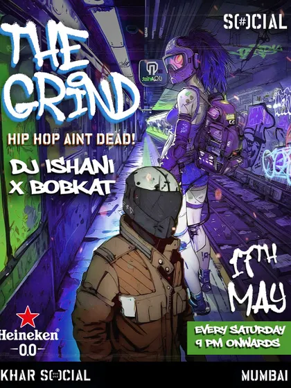 This flyer for The Grind shows our commitment to keeping hip-hop alive every Saturday.