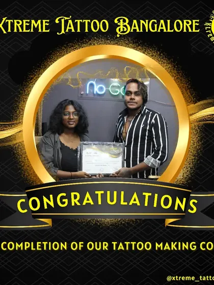 This is what success looks like. Here I am with one of our talented students, celebrating her graduation from our tattoo making course. She now has the certificate and the skills to begin her professional career.