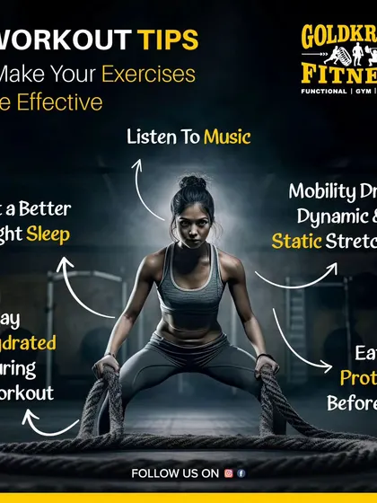 Here are five tips to make your exercises more effective: get better sleep, stay hydrated, listen to music, stretch, and eat protein before bed.
