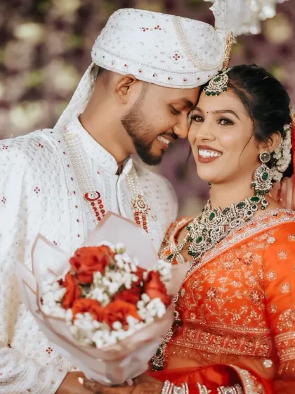 A happy couple makes the perfect picture. I designed a glowing, natural makeup look for this bride that lasted through all the smiles and happy moments of her wedding day.