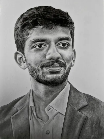 A portrait of the World Chess Champion, D. Gukesh. I enjoy celebrating Indian talent through my art.