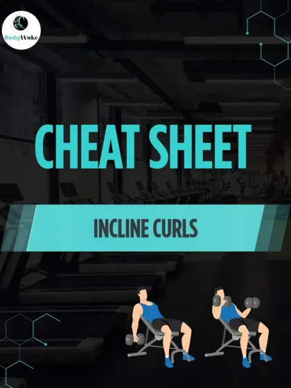 Cheat Sheet: Incline Curls. Master this bicep builder by understanding the correct setup and motion for maximum muscle isolation.