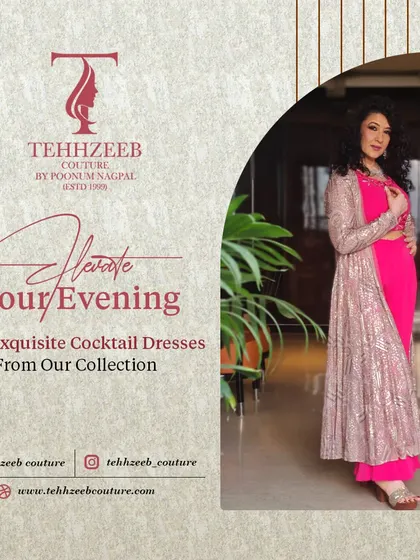 Elevate your evening with this exquisite fuchsia pink cocktail dress. Made from crepe fabric, it features high embroidery work on the shoulders for a touch of glamour.