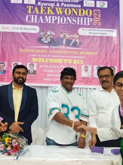 Asit receiving his gold medal at the 3rd Maharashtra Open State Taekwondo Championship. He is a consistent performer who always aims for the top.