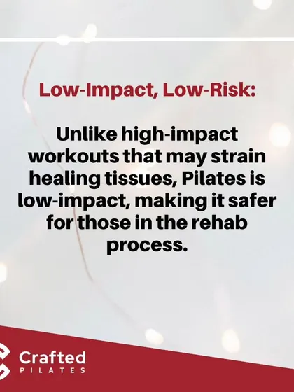 Unlike high-impact workouts that may strain healing tissues, Pilates is low-impact, making it safer for those in the rehab process.