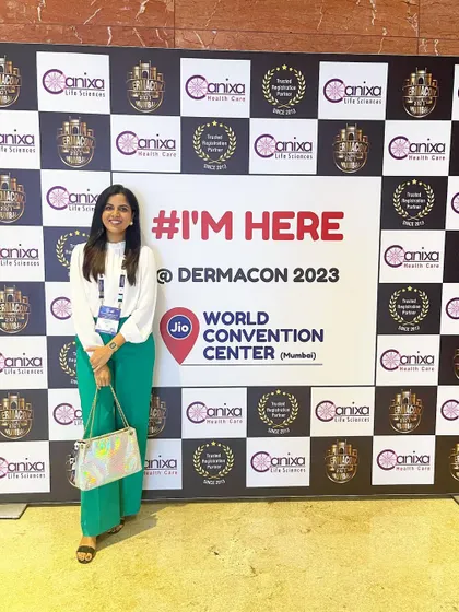 Here at Dermacon 2023 in Mumbai. Each conference is an opportunity to deepen my expertise in treating conditions like androgenetic alopecia and telogen effluvium.